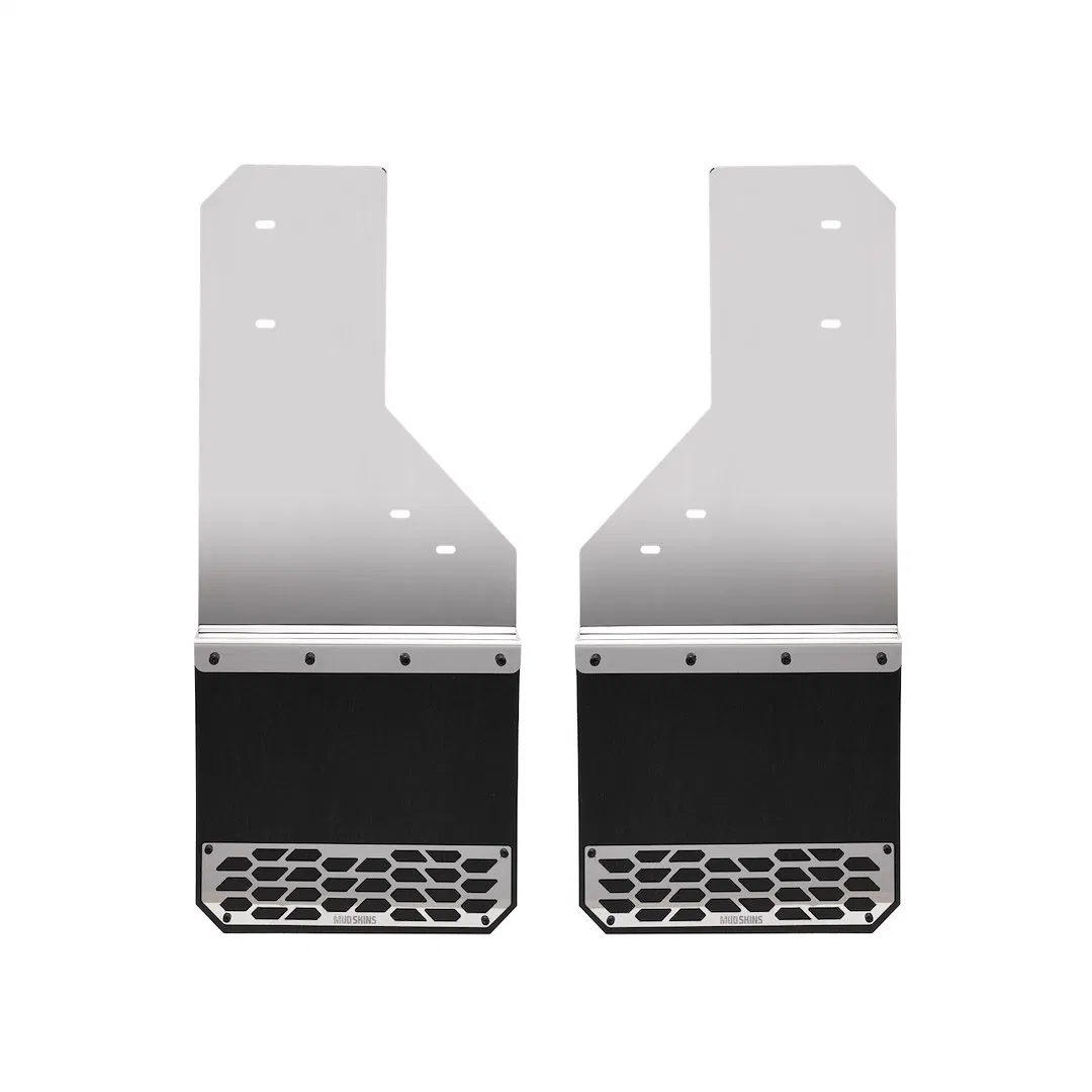 78304 – PUTCO Mud Flap, Direct Fit Set Of 2 Flat Without Logo Polished Stainless Steel Bolt On Mount With Anti-Sail B...